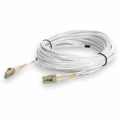AddOn 20m LC to LC White OM4 Duplex OFNR (Riser-Rated) TAA Fiber Patch Cable