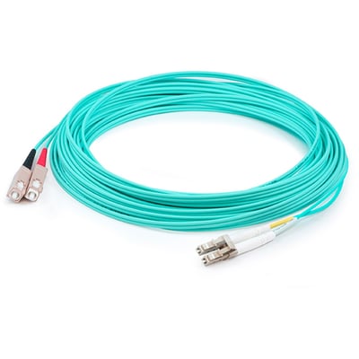 AddOn 65m SC to LC Aqua OM4 Duplex LSZH Fiber Patch Cable