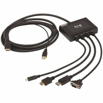 Tripp Lite by Eaton 4-Port Presentation Adapter 4K 60 Hz (4:4:4) HDMI DP USB-C and 1080p VGA to HDMI Built-In Cables