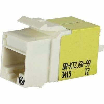 Ortronics Category 6a Keystone Jack, Lacing Cap Termination, Cloud White, 25 Pack