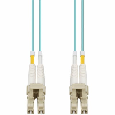 AddOn 0.5m LC to LC Aqua OM4 Duplex OFNP (Plenum-Rated) Fiber Patch Cable