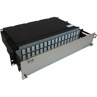 Eaton Tripp Lite Series Preloaded Fiber Patch Panel, 2U - 32x (12F MTP/MPO-APC to 4x LC Duplex F/F) 8F Trunk Cables, OS2 Singlemode, 3 m (9.8 ft.)