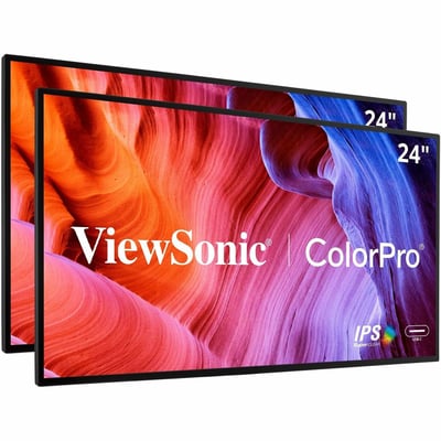 ViewSonic ColorPro VP2468a_H2 - 24" Dual Pack Head-Only IPS 1080p Monitors with 60W USB C, Daisy Chain - 250 cd/m
