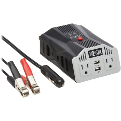 Tripp Lite by Eaton 400W PowerVerter Ultra-Compact Car Inverter with 2 AC/2USB - 3.1A/Battery Cables/Cigarette Lighter Adapter (CLA)