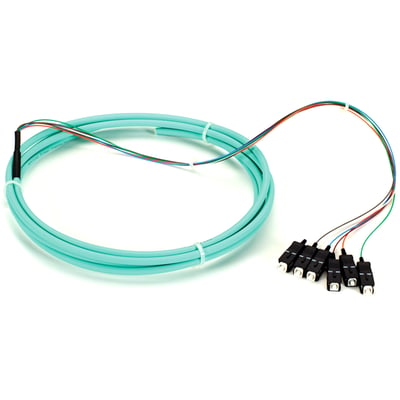 Black Box 3m SC OM3 50-Micron MM Fiber Pigtail 6-Strand OFNR PVC Aqua