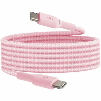 BRAIDED PVC USB-C CHARGE CABLE 60W PINK 2M
