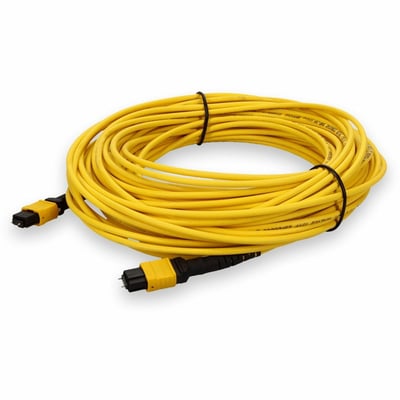 AddOn 20m MPO (Male) to MPO (Male) 12-Strand Yellow OS2 Straight Fiber OFNR (Riser-Rated) Patch Cable