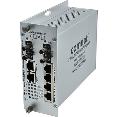 ComNet 8 Port 10/100 Mbps Ethernet Self-Managed Switch 2FX Single Mode, 6TX (PoE)