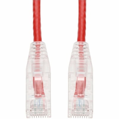 AddOn 50ft Red CAT 6 Slim PVC Ethernet Cable Snagless Clear-Claw RJ-45 M/M