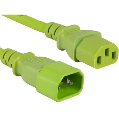 ENET C13 to C14 2ft Green Power Extension Cord / Cable 250V 18 AWG 10A NEMA IEC-320 C13 to IEC-320 C14 2'