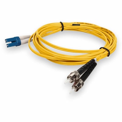 AddOn 10m ST to LC Yellow OS2 Duplex OFNP (Plenum-Rated) TAA SMF Fiber Patch Cable
