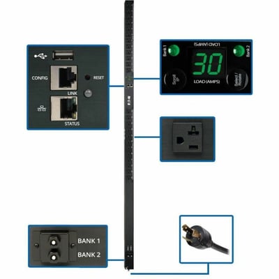Tripp Lite by Eaton PDU 2.9kW Single-Phase Monitored PDU with LX Platform Interface 120V Outlets (24 5-15/20R) L5-30P Plug 0U Vertical TAA