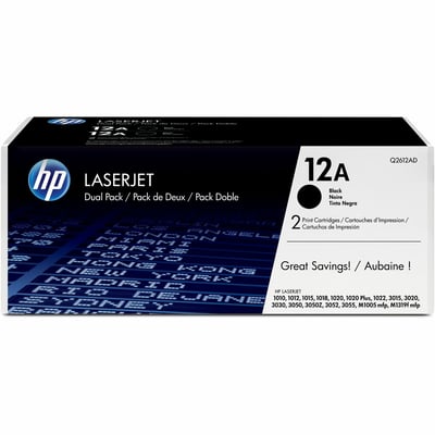 HP 12A (Q2612D) Original Standard Yield Laser Toner Cartridge - Dual Pack - Black - 1 Carton