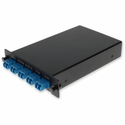 AddOn 2 Channel 1W LGX DWDM MUX and DEMUX (Duplex), ITU 100GHz, Channels 21-22, with Express Port, Monitor Port, and UPC/LC Connectors