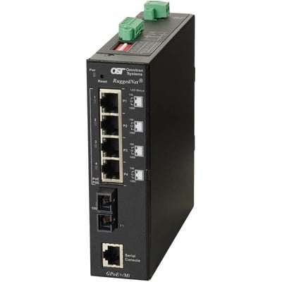 10/100/1000 4XRJ-45 POE+ SWITCH MANAGED SC SM 1310 12KM DC -40-75C