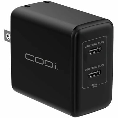 45W WALL CHARGER W/ 2X USB-C CHARGING PORTS