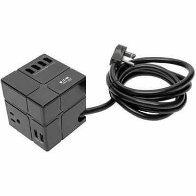 Tripp Lite by Eaton Safe-IT 3-Outlet Cube Surge Protector 5-15R Outlets 6 USB Charging Ports 8 ft. (2.4 m) Cord Antimicrobial Protection