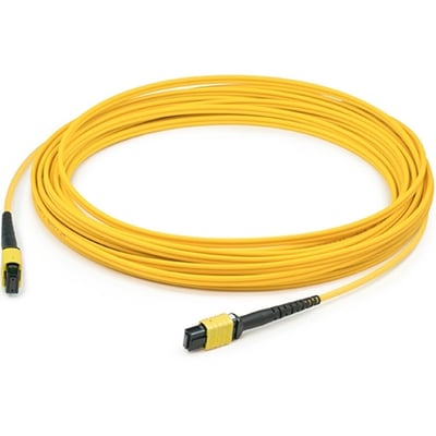 AddOn 50m MPO/APC (Male) to MPO/APC (Male) Yellow OS2 OFNR (Riser-Rated) 12-Strand SMF Fiber Patch Cable