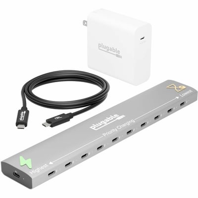PLUGABLE 10PORT CHARGING BUNDLE 10PORT USB-C W PLUG AND USB CABLE