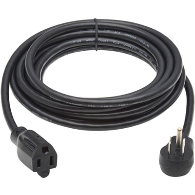 Eaton Tripp Lite Series Power Extension Cord, Right-Angle NEMA 5-15P to NEMA 5-15R - 13A, 120V, 16 AWG, 15 ft. (4.6 m), Black