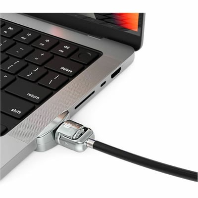 LEDGE LOCK ADAPTER FOR MACBOOK PRO 14IN M1, M2 & M3 WITH KEYED CABLE LOCK SILVER