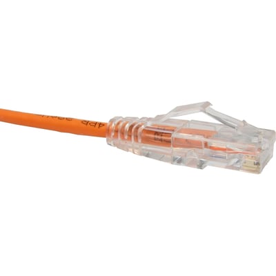 CAT6 SLIM ETHERNET PATCH CABLE, 20FT, ORANGE, UTP, 28AWG, SNAGLESS RJ45 CONNECTO