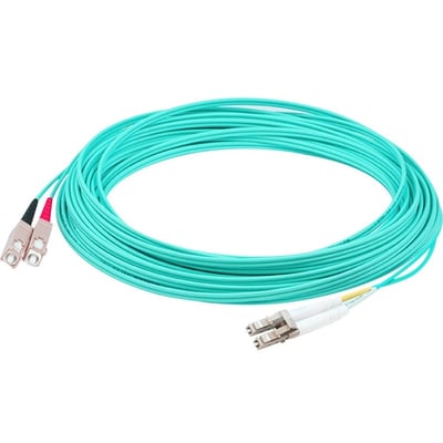 AddOn 72m SC to LC Aqua OM4 Duplex OFNR (Riser-Rated) Fiber Patch Cable