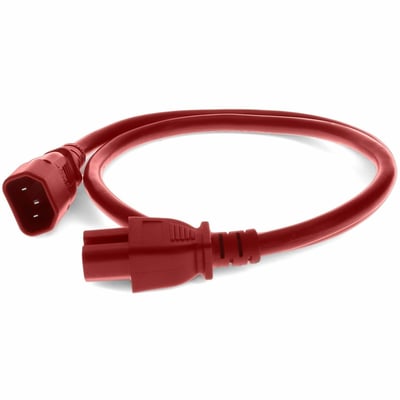 AddOn 2ft C14 Male to C15 Female 14AWG 100-250V at 15A Red Power Cable