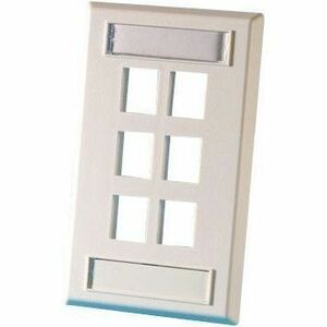 Ortronics Single Gang Keystone Faceplate, 6 Port, Fog White