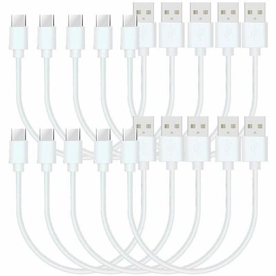 10PK 1FT USBA TO USBC ADAPTER WHITE CHARGE  DATA TRANSFER CABLE