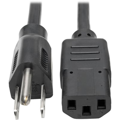 Eaton Tripp Lite Series Desktop Computer AC Power Cable, NEMA 5-15P to C13 - 10A, 125V, 18 AWG, 3 ft. (0.91 m), Black
