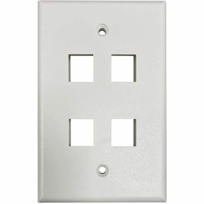 Tripp Lite by Eaton Safe-IT 4-Port Single-Gang Keystone Wall Plate, Antibacterial, Ivory Matte, TAA