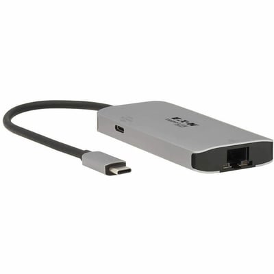 Tripp Lite by Eaton 3-Port USB-C Hub - USB 3.x (5Gbps) Hub Ports Gigabit Ethernet Thunderbolt 3 100W PD Charging Aluminum Housing