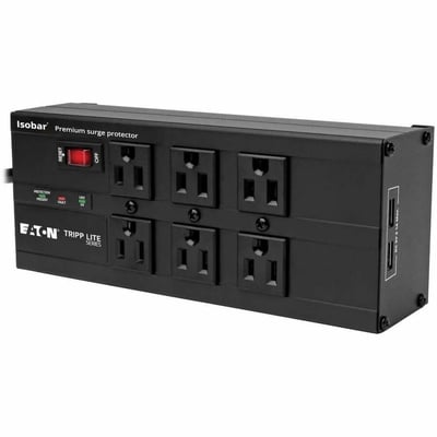 Tripp Lite by Eaton Isobar 6-Outlet Surge Protector 10 ft. (3.05 m) Cord Right-Angle Plug 3840 Joules 2 USB Ports Metal Housing