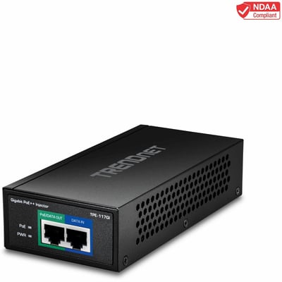 TRENDnet Gigabit Ultra PoE+ Injector, Supplies PoE (15.4W), PoE+(30W) Or Ultra PoE(60W), Network A PoE Device Up To 100m(328 ft), Supports IEEE 802.3af,802.at,Ultra PoE, Plug & Play, Black, TPE-117GI