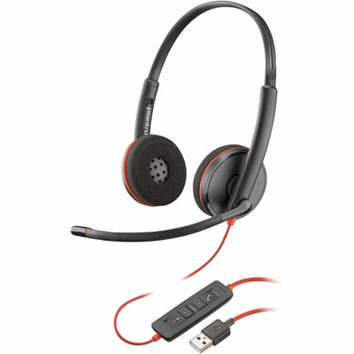 KIT POLY BLACKWIRE 3220 USB HEA DUAL-EAR HEADSET W BOOM MIC - USB-A