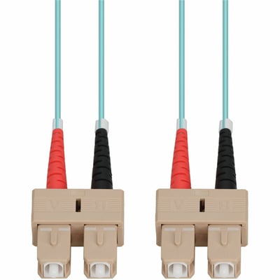 AddOn 40m SC to SC Aqua OM4 Duplex OFNR (Riser-Rated) Fiber Patch Cable