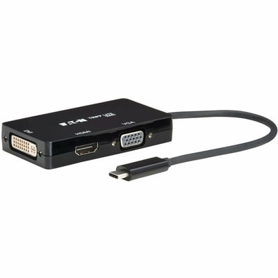 USB C MULTIPORT ADAPTER M/3XF 4K HDMI 1080P VGA + DVI PORTS BLACK