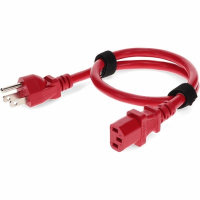 AddOn 6ft NEMA 5-15P to C13 14AWG 15A Red 100-250V Power Cable