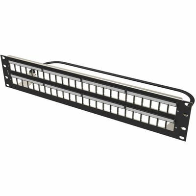 Ortronics Clarity 48-Port, 2RU Shielded High Density Jack, Unloaded Flat Panel - Black