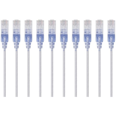 SLIM CAT6A CABLE - 10PK 1FT WHITE