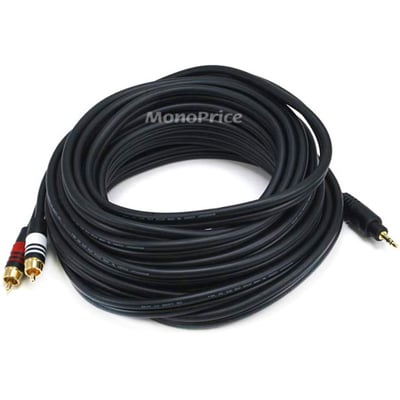 STEREO M TO 2RCA M CABLE 25FT - BLACK