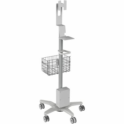 CTA Digital Medical Rolling Cart with Basket, Storage Box, and Handle Add-On Accessories