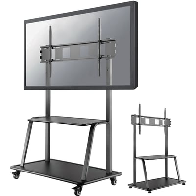 MOBILE FLAT SCREEN FLOOR STAND STAND+TROLLEY BOX 1/2 BLACK