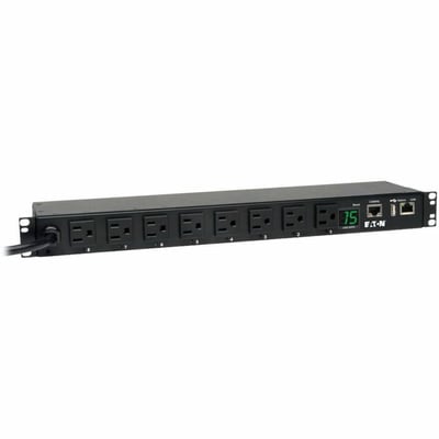 Tripp Lite by Eaton PDU 1.4kW Single-Phase Switched PDU LX Interface 120V Outlets (8 5-15R) NEMA 5-15P 12 ft. (3.66 m) Cord 1U Rack TAA