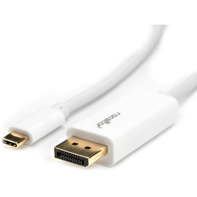 Rocstor Premium 10ft / 3m USB Type C to DisplayPort Cable - USB C to DP Cable - 4K 60Hz - White - DisplayPort/USB for Video Device, Monitor, Workstation, Projector, MacBook, Chromebook, Notebook, Ultrabook, TV - 10ft - 1 Pack - 1