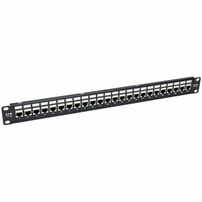 Tripp Lite by Eaton 24-Port 1U Rack-Mount STP Shielded Cat6a Feedthrough Patch Panel RJ45 Ethernet TAA