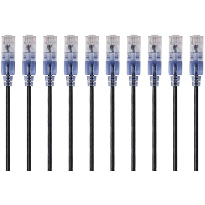 SLIM CAT6A CABLE - 10PK 1FT BLACK