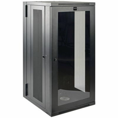 Tripp Lite by Eaton SmartRack 26U Low-Profile Switch-Depth Wall-Mount Half-Height Rack Enclosure Clear Acrylic Window Hinged Back