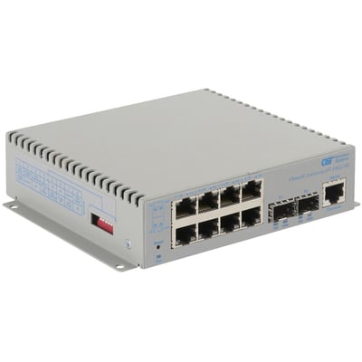 Omnitron Systems OmniConverter 10G/M, 2xSFP/SFP+, 4xRJ-45, 1xAC Powered Extended Temp